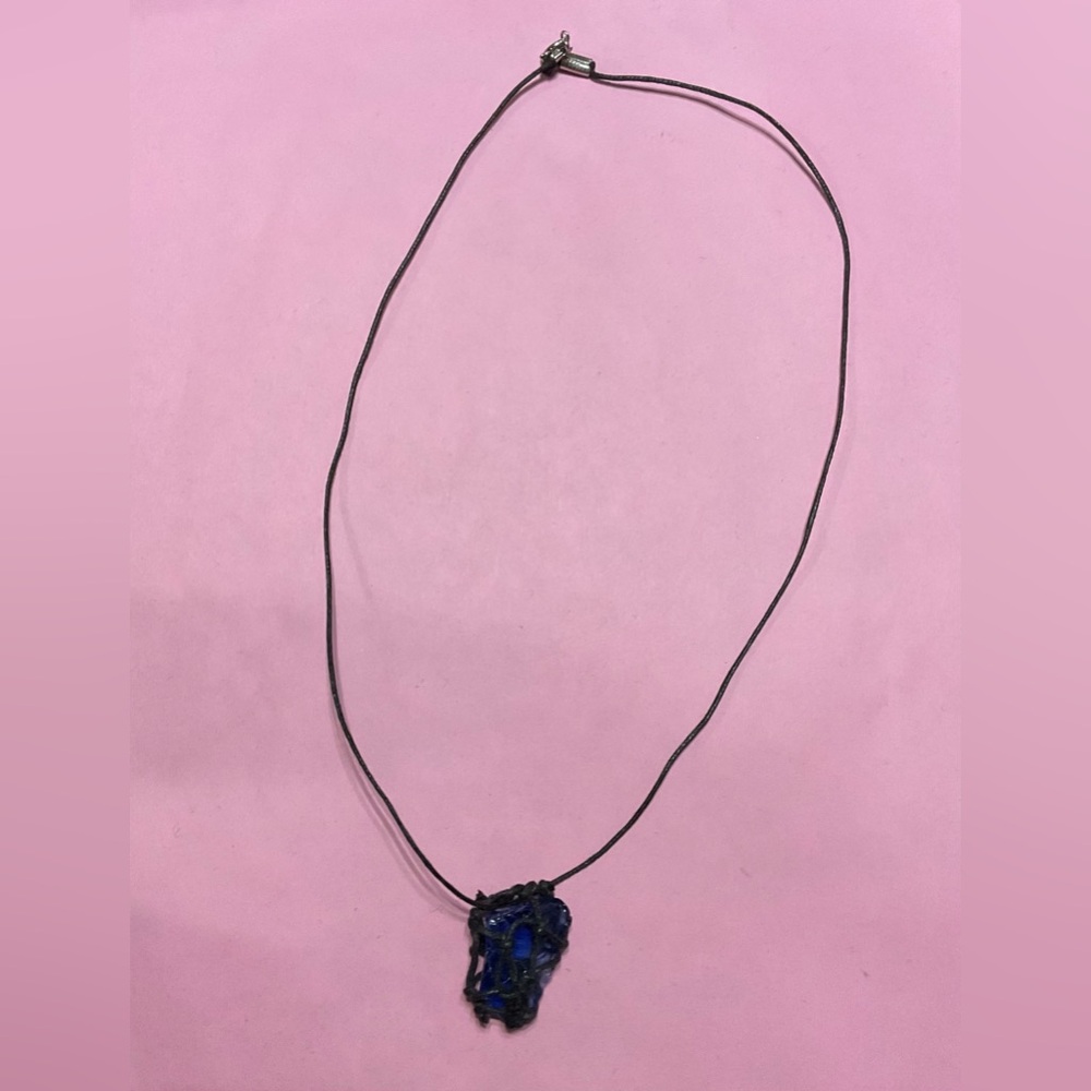Sea Glass Stone (Blue) Necklace HANDMADE